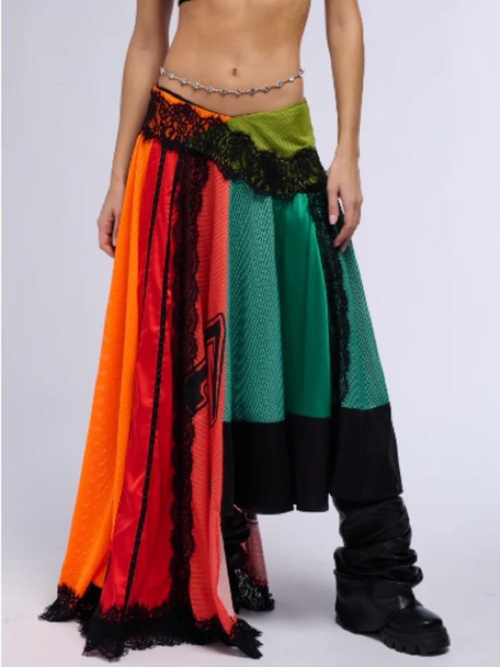 AKIRA - ALL OVER THE PLACE COLOR BLOCK MAXI SKIRT